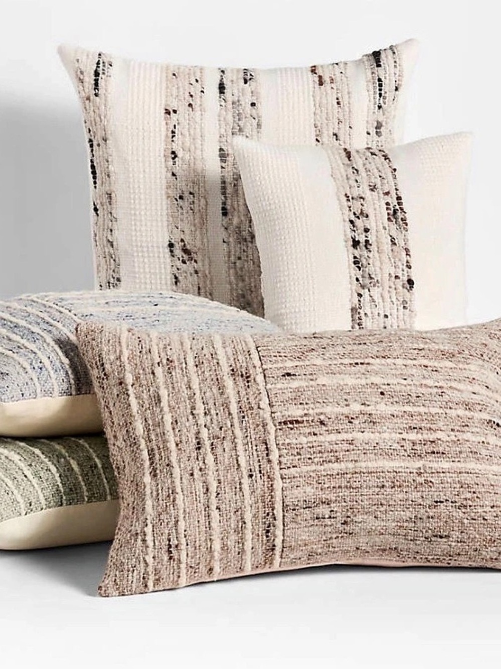 Crate & Barrel Bozeman Pillow Striped Accent Pillow in Beige & Gray
